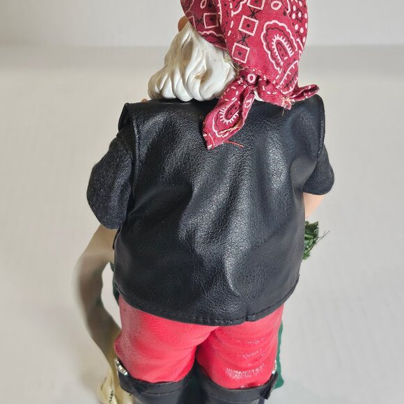 Clothtique Biker Santa 9" Tall With Nice List And Bag of Toys Christmas Decor - Picture 5 of 10